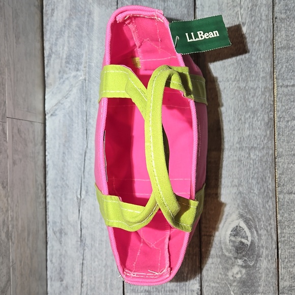 NWT L.L. Bean Boat And Tote Canvas Bag Colorblock Pink Green - Picture 4 of 10